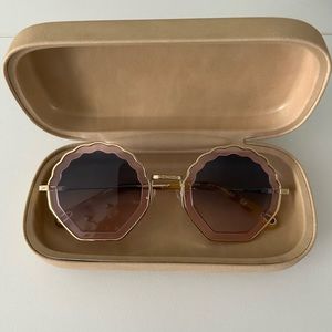 Chloe Pink & Blue Tally 56mm scalloped shell Sunglasses